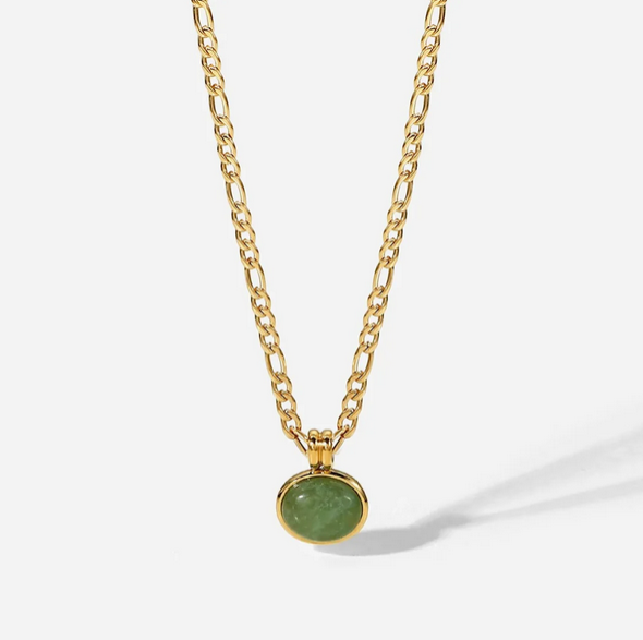 Green Aventurine Necklace 18K Gold-Plated