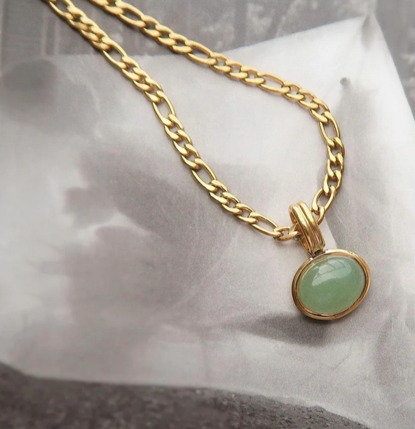 Green Aventurine Necklace 18K Gold-Plated