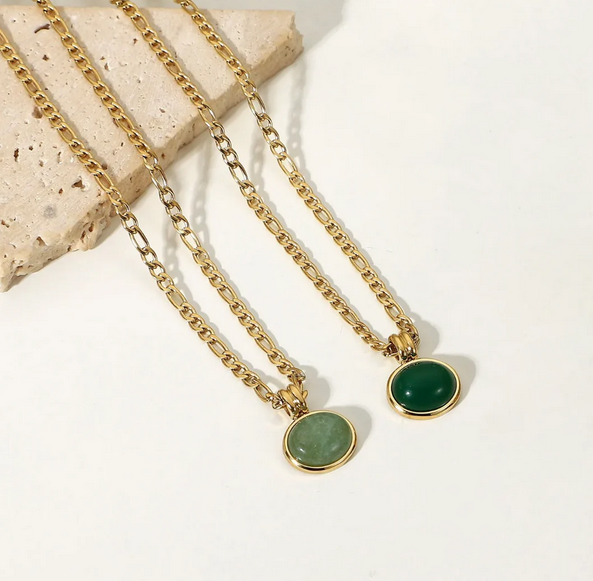 Green Aventurine Necklace 18K Gold-Plated